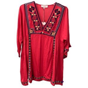 HAYDEN Asymmetrical Tunic/Mini Dress with Embroidery Size Small